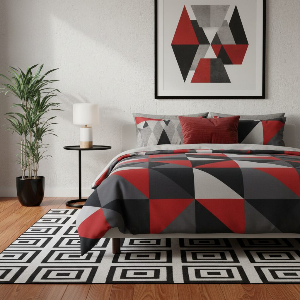 red and black bedroom