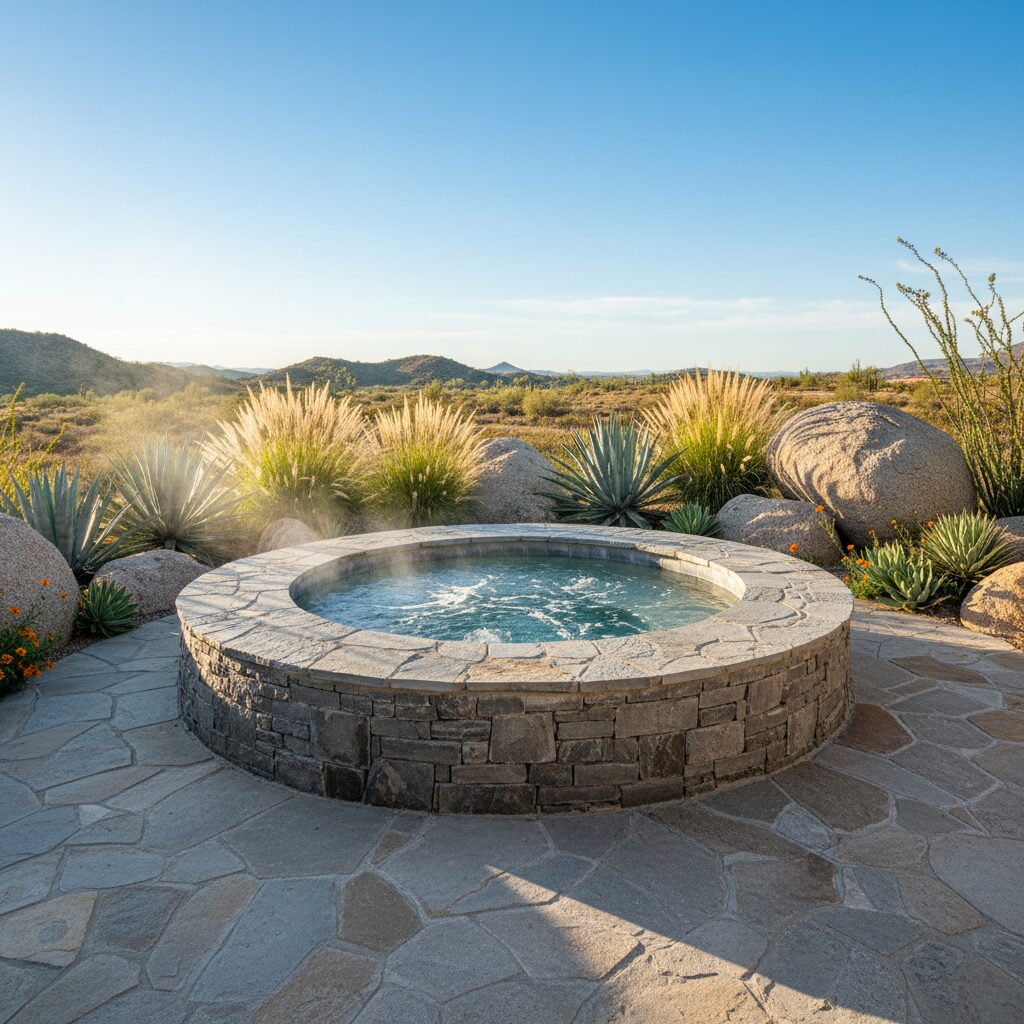 backyard landscaping ideas with hot tub